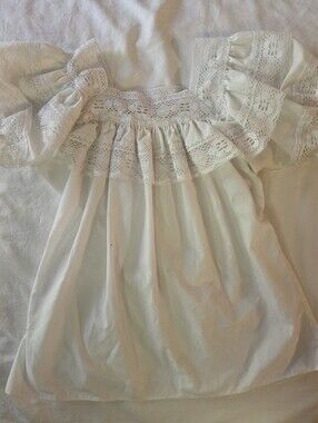 VTG Square Up Fashions Peasant S/M White Lace Ruffle Square Dance Cottagecore